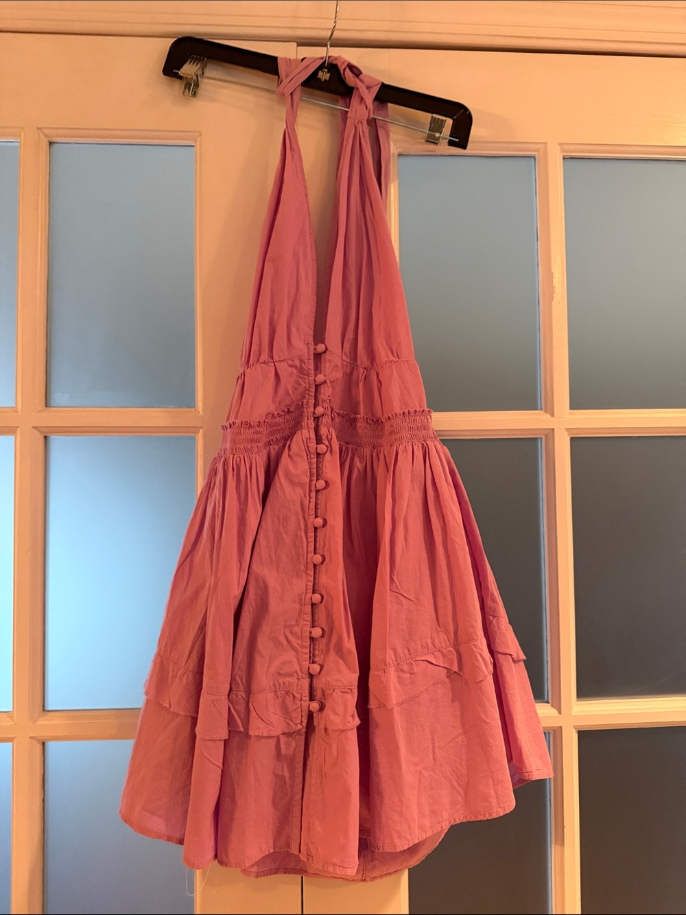 Free People Lavender Halter Button-Front Mini Dress